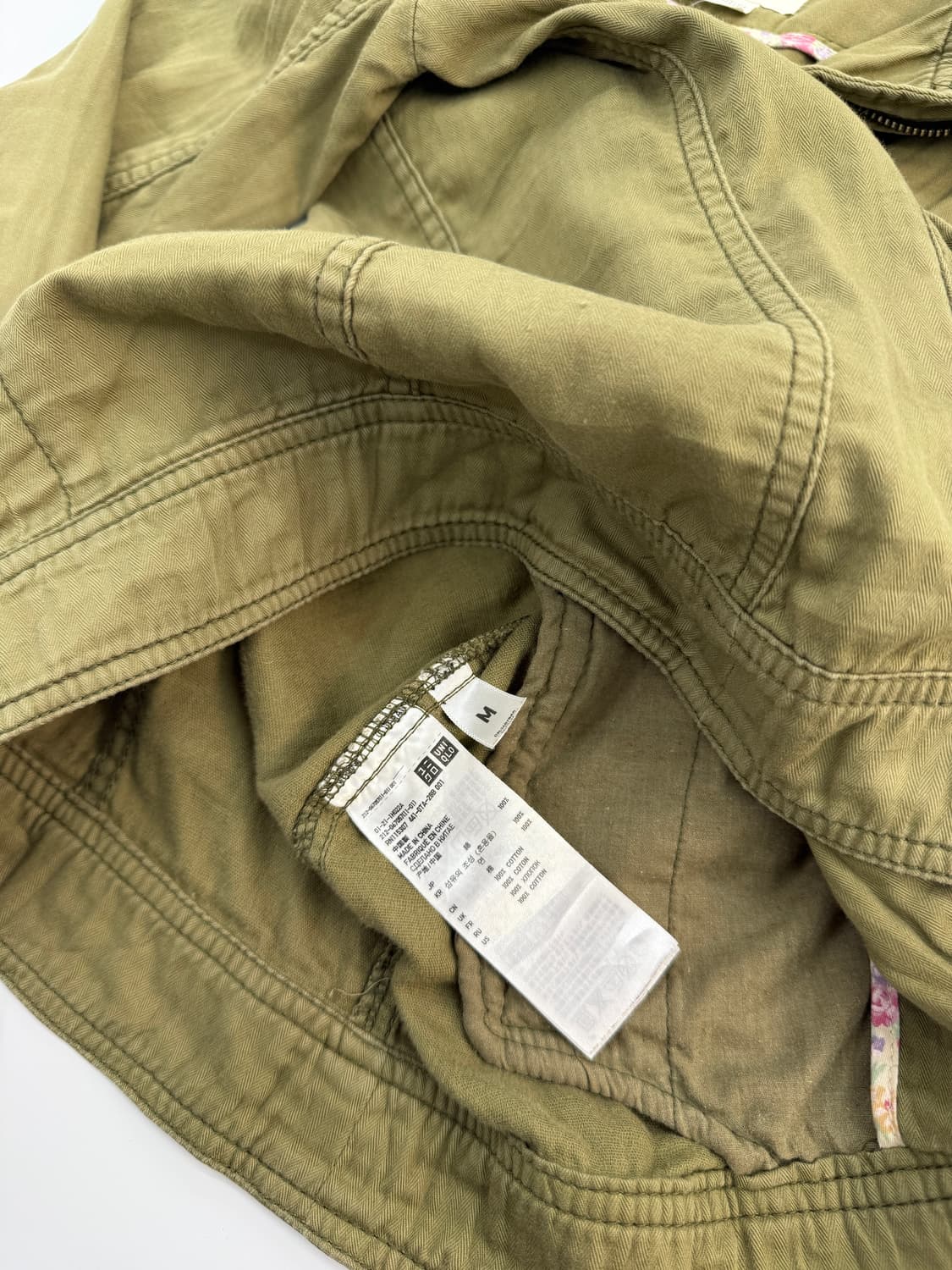 빈티지 유니클로 밀리터리 카키 후드 집업 상품이미지6