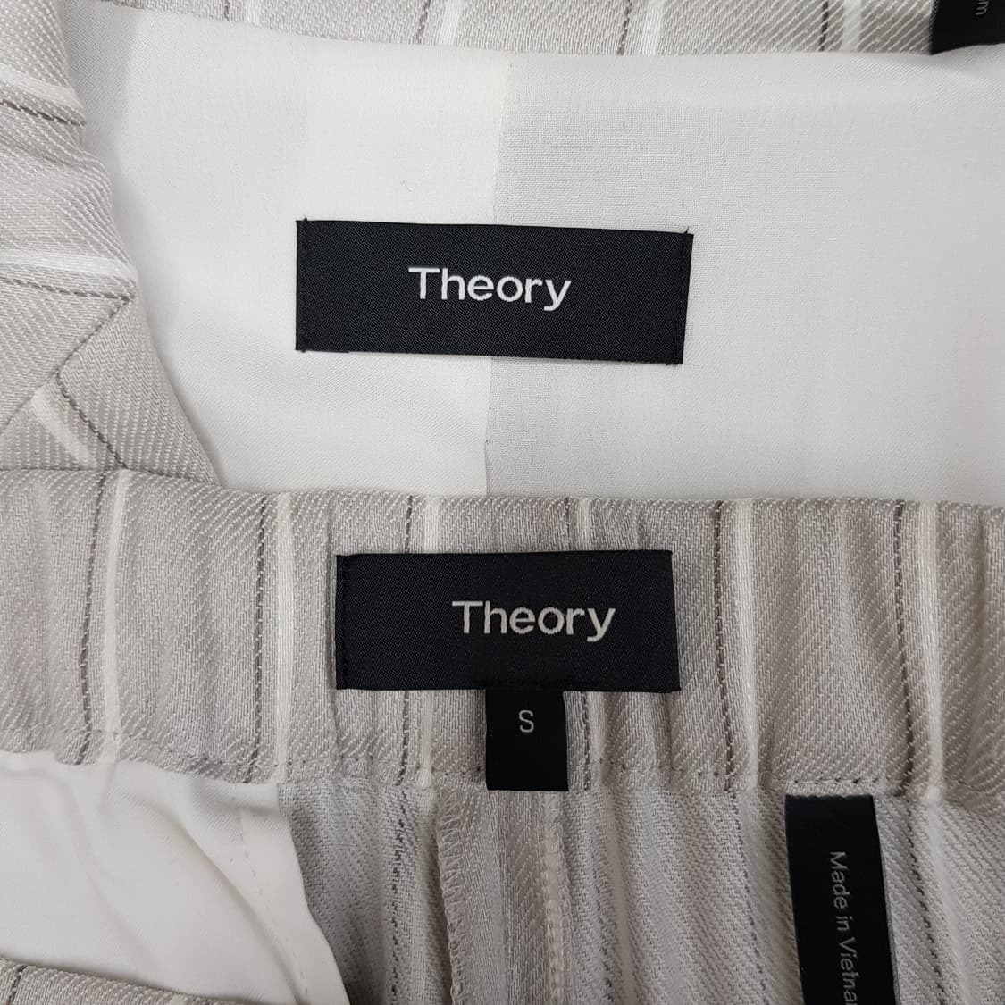 띠어리 스트라이프 린넨 테일러드 자켓 와이드 팬츠 투피스 셋업 S사이즈 상품이미지6