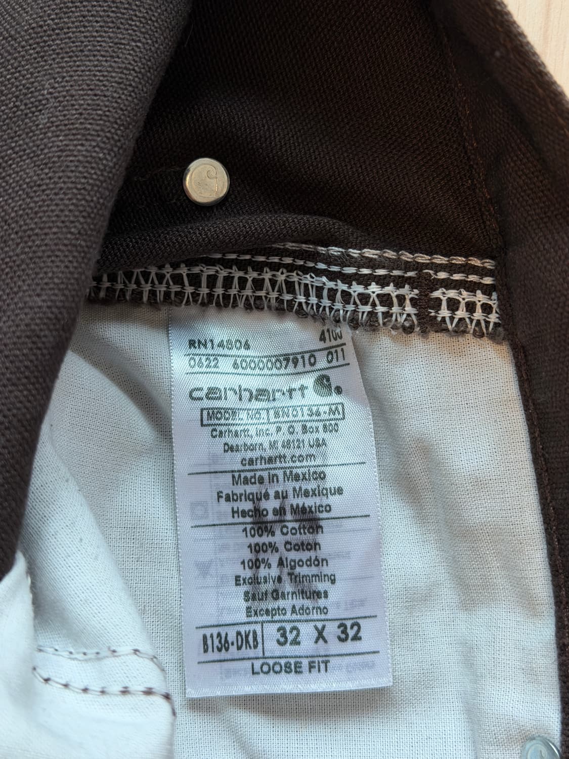 칼하트 더블니 워크 팬츠 32x32 상품이미지4