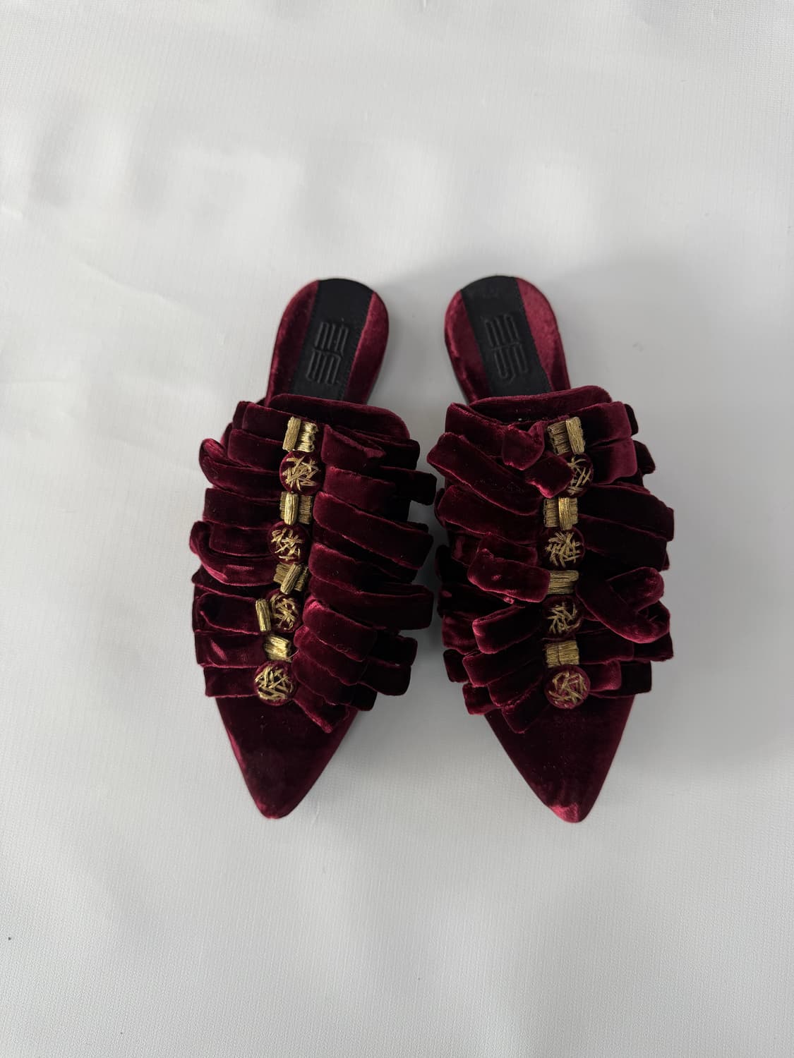 36/ 90s 이탈리아 꾸뛰르 무드 벨벳 뮬 디자이너 아틀리에 슈즈 상품이미지3