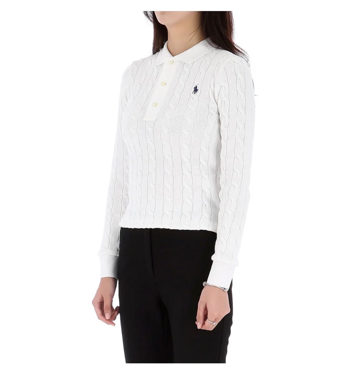 새상품 폴로 여성 케이블니트 포니 로고 롱슬리브 니트 XS 화이트 상품이미지2