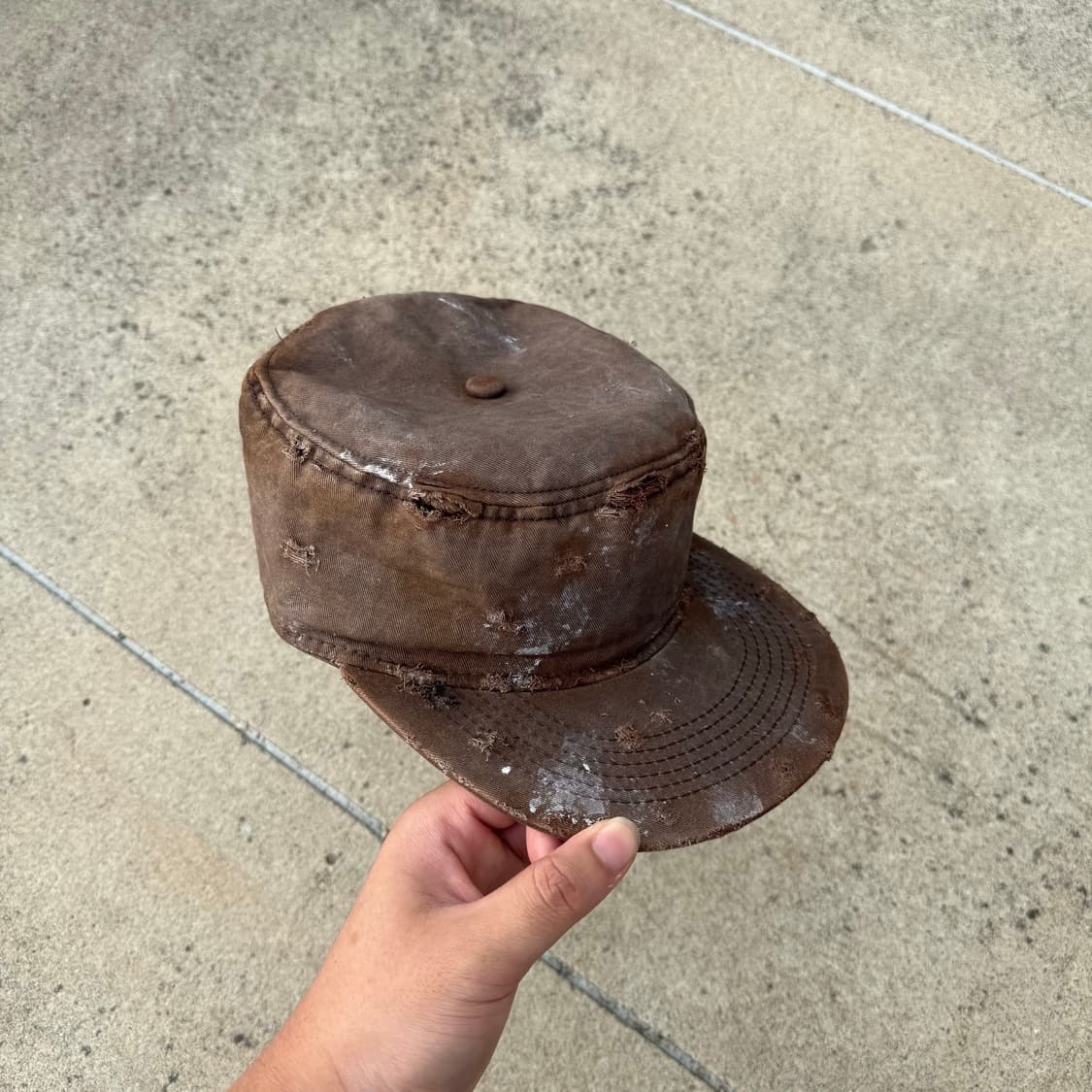 Custom brown Distressed pillbox cap  상품이미지6