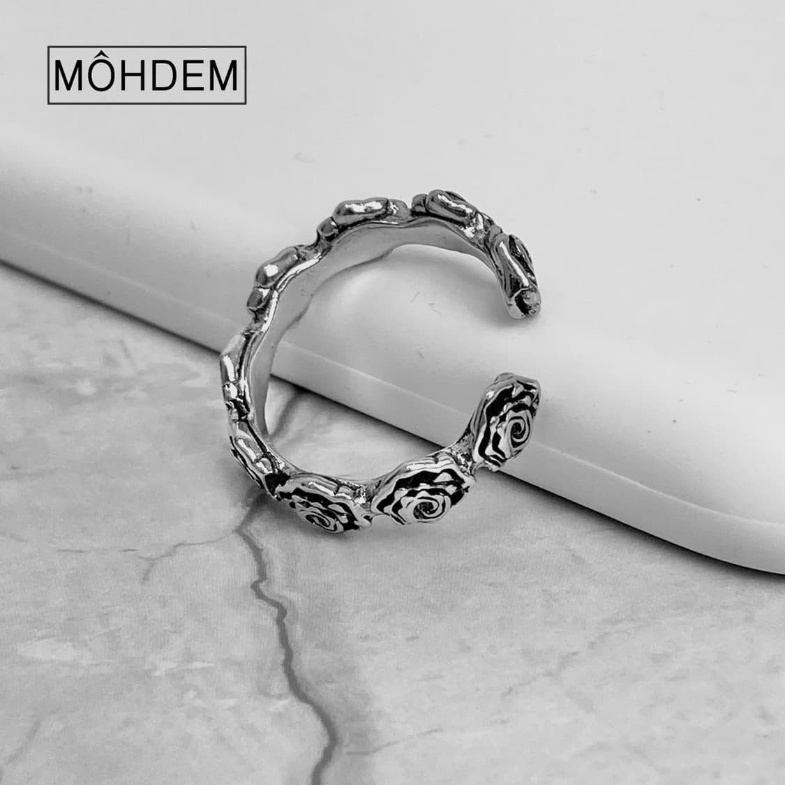 [Unisex]엔틱 로즈링 실버 오픈링 반지 상품이미지6