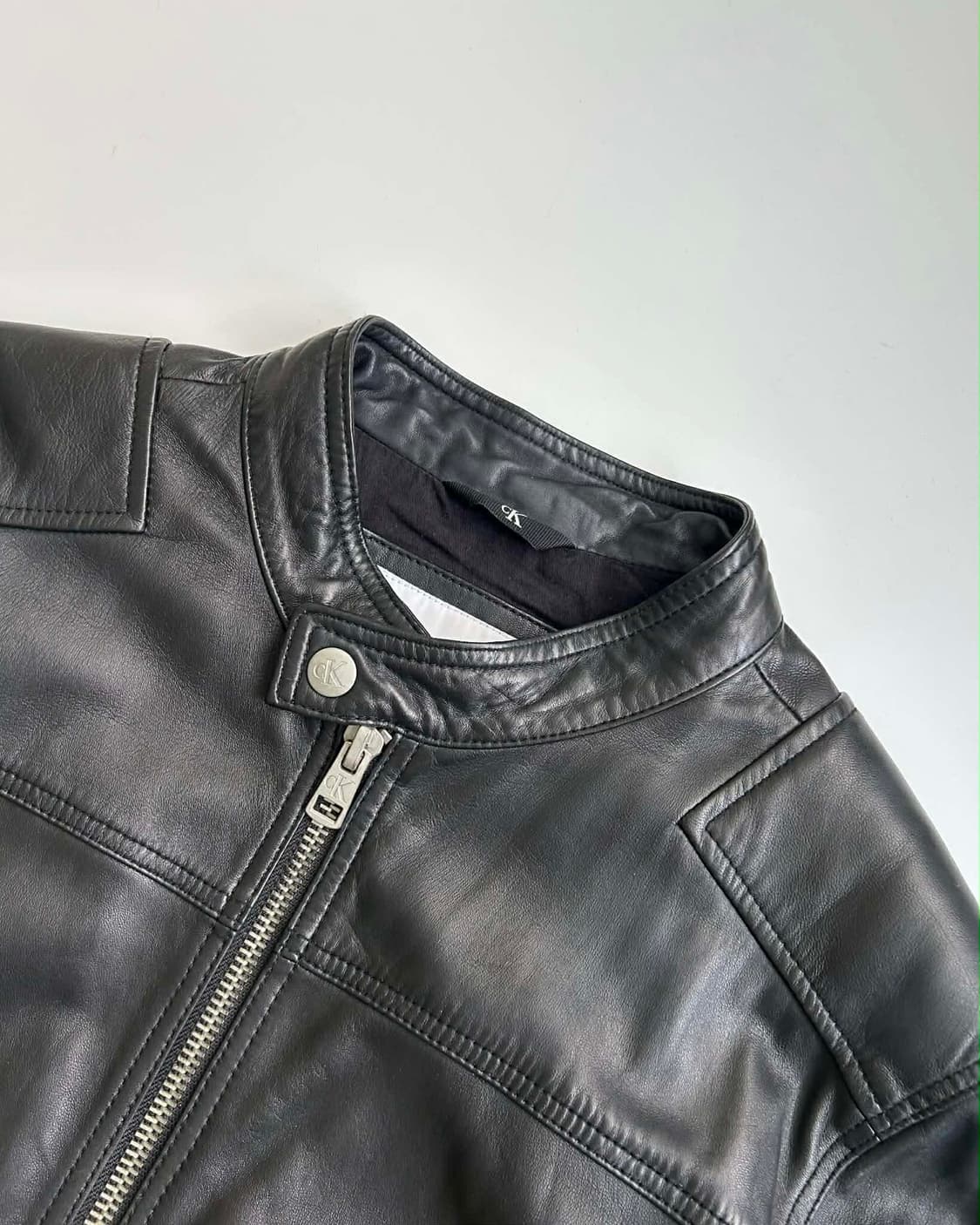 [L] 캘빈클라인 진스 나파 양가죽 봄버 라이더 자켓 테크웨어 상품이미지5