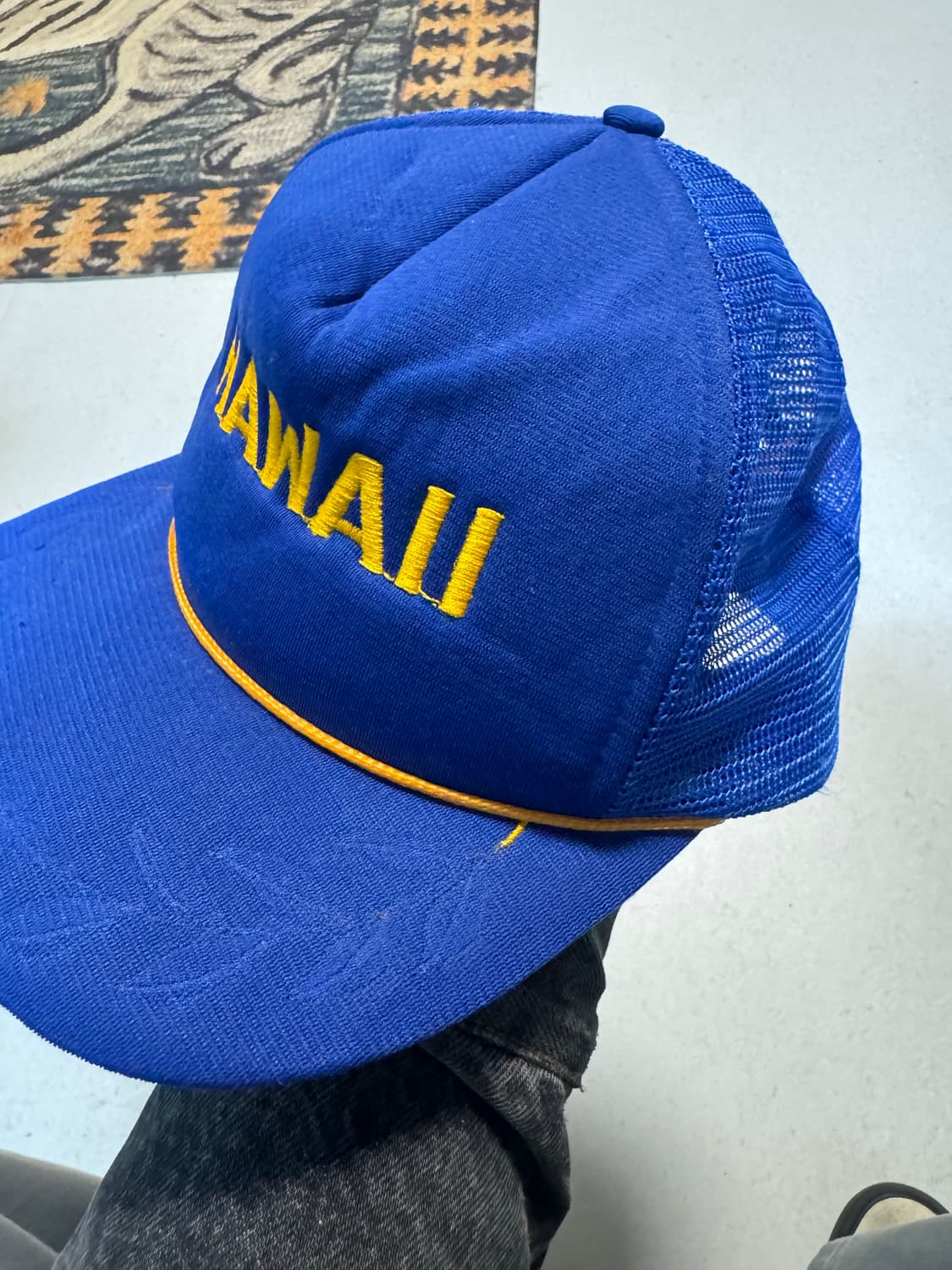 하와이 자수 빈티지 트러커캡 블루 모자 스냅백 볼캡 상품이미지3