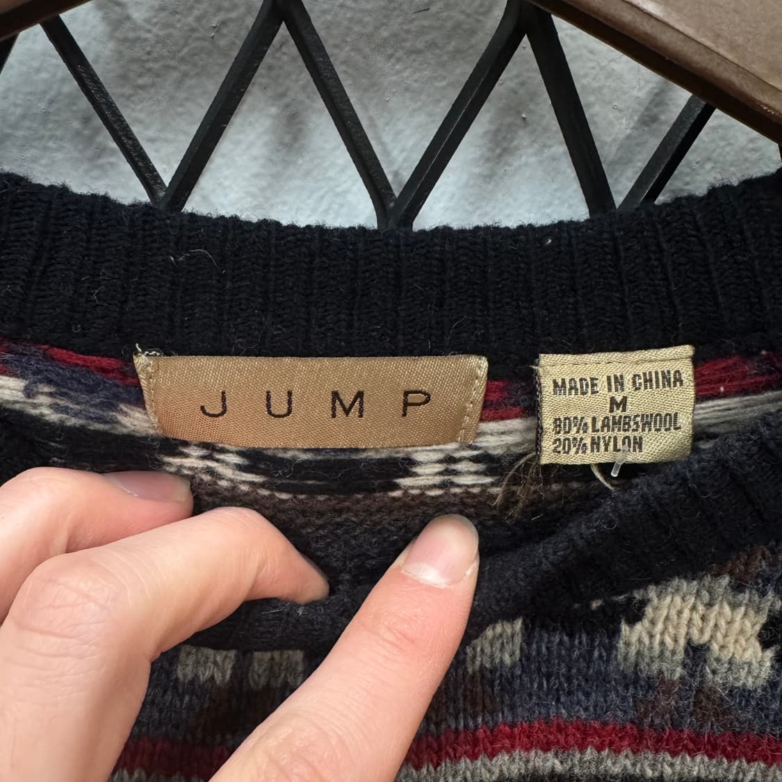 90s JPN VINTAGE 에스닉 패턴 울 니트 스웨터 상품이미지5