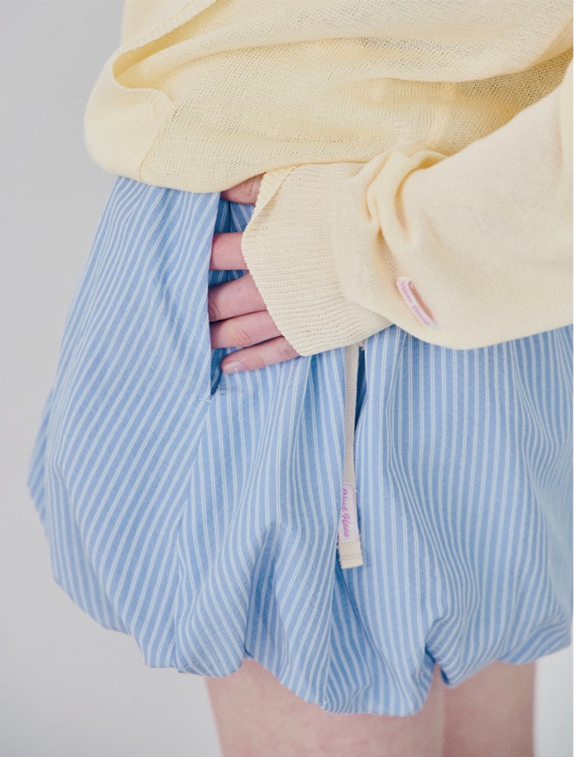 하네 스트라이프 벌룬 스커트 팬츠 Blue Surf 상품이미지3