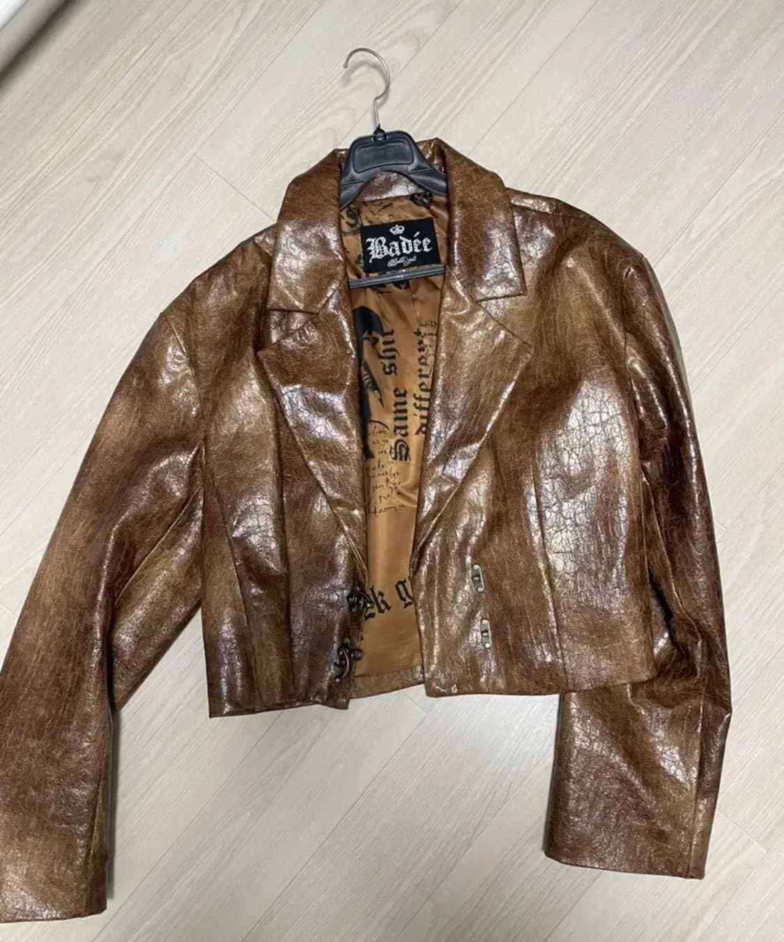 배디 Leather Crop Jacket Brown 상품이미지6