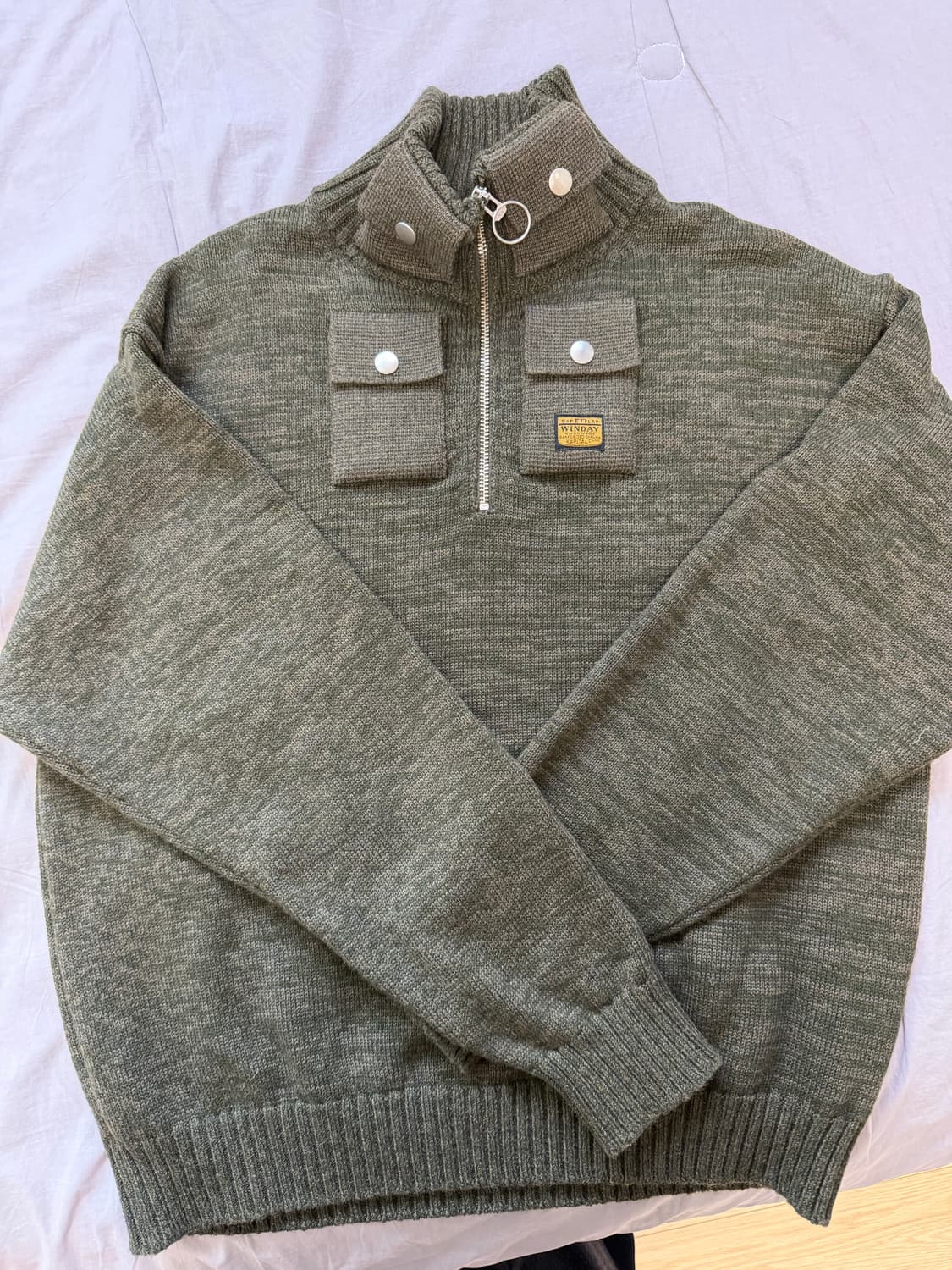 캐피탈 하프집업 니트 카키 1사이즈 상품이미지4