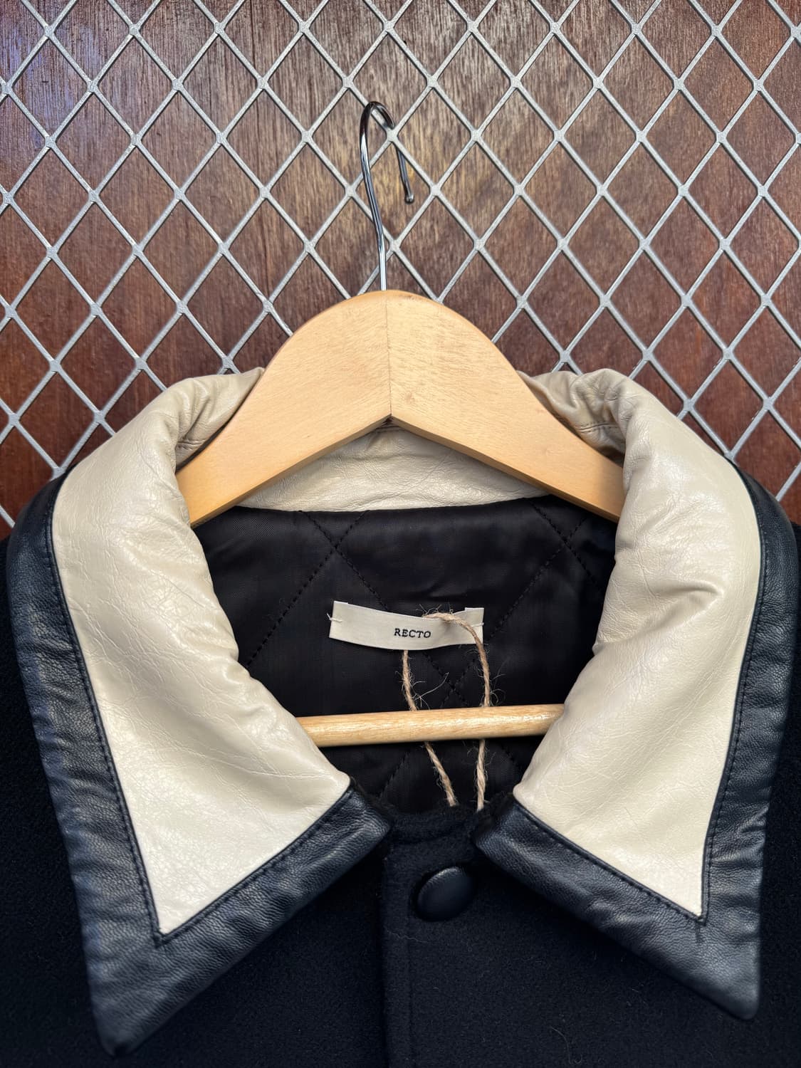 recto 렉토 버틀러 레더 울 바시티 자켓 블랙 M 상품이미지6