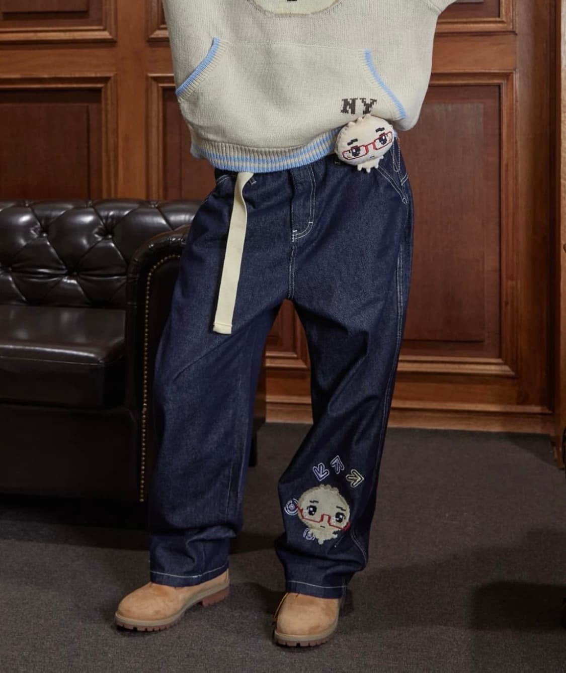 새상품) nyxx 안경만두 콜라보 데님팬츠 s 상품이미지1