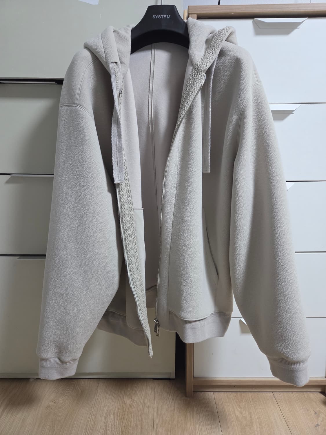 시스템옴므 24FW 니트 트리밍 후드 집업 점퍼 페일베이지 105사이즈 상품이미지1