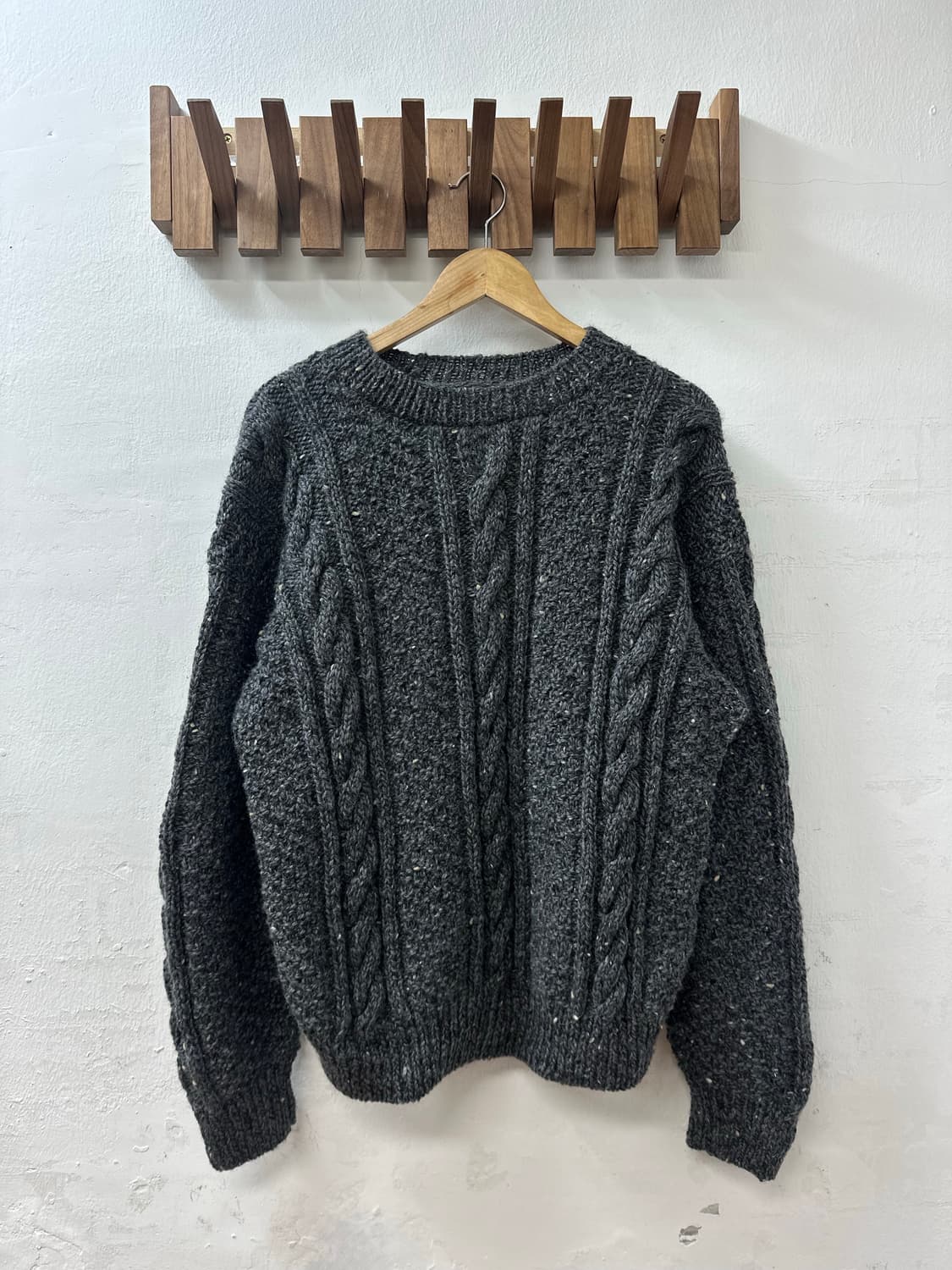 빈티지 핸드메이드 울 피셔맨 꽈배기 아란 니트 스웨터 상품이미지1