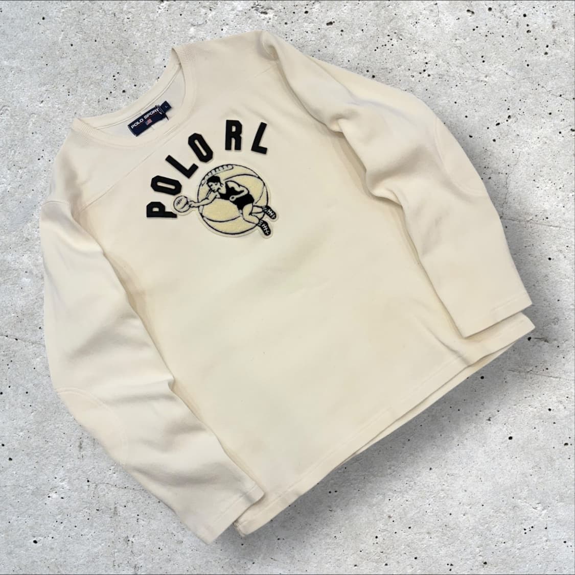 [L] 90s 폴로 스포츠 빈티지 농구 긴팔티 아이보리 B505 상품이미지1