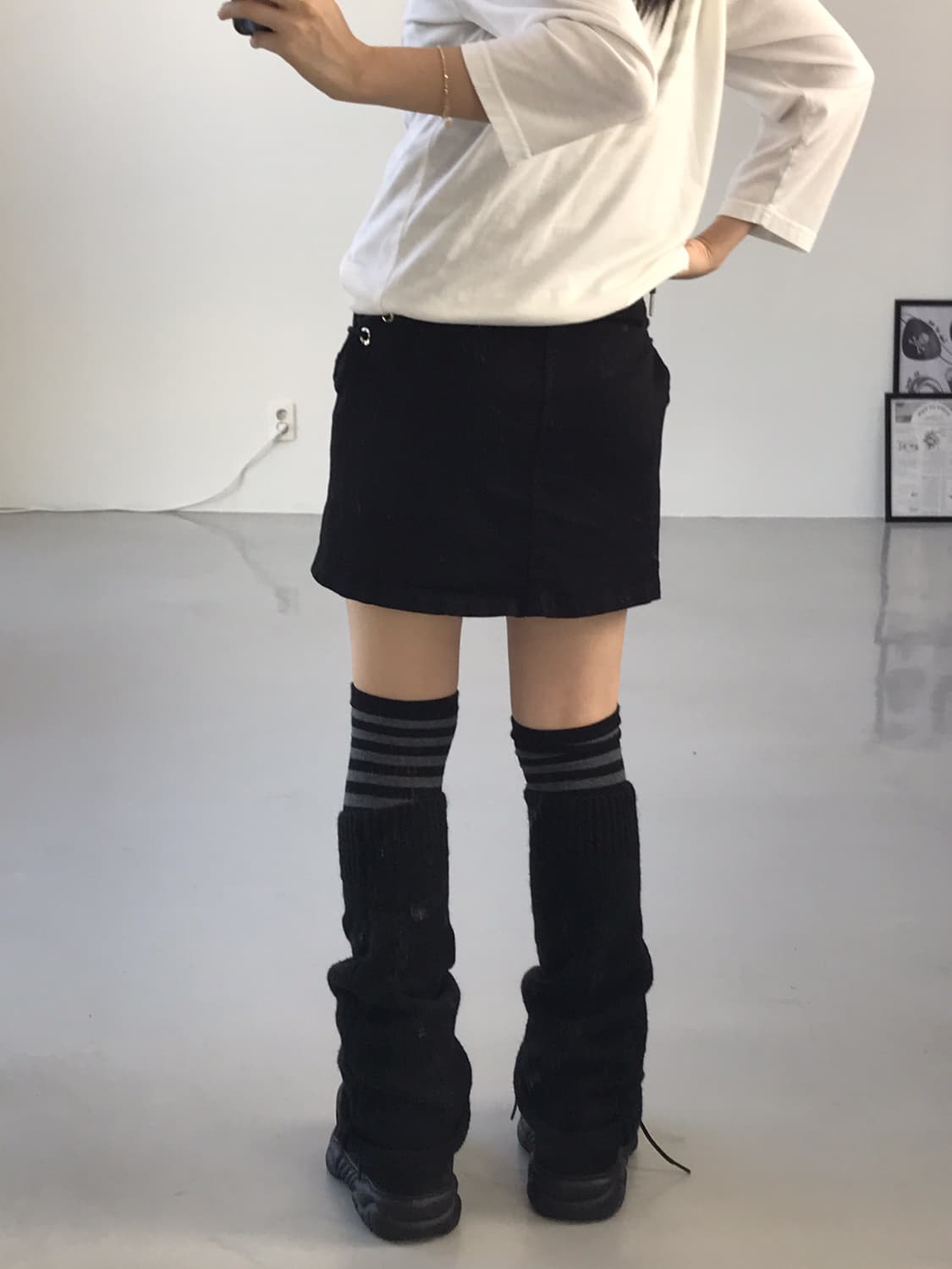 Jpn Black detail Mini Skirts 상품이미지3