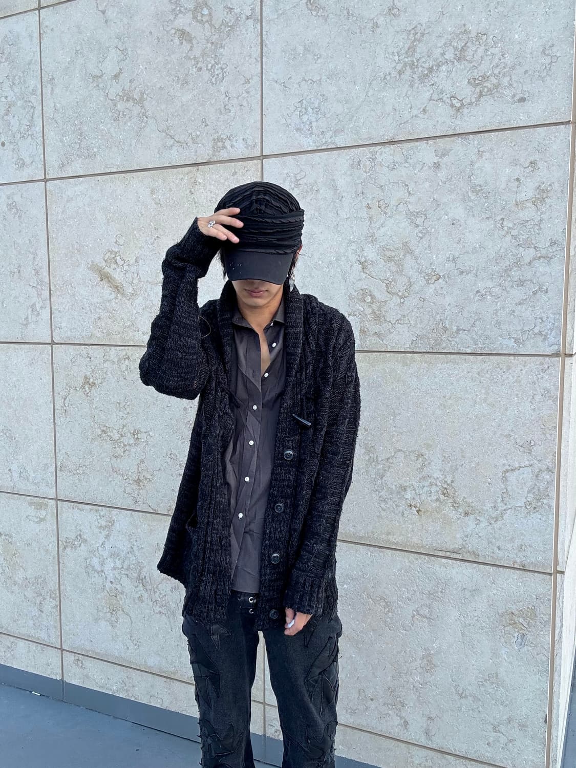 “Vintage” Y2K Mood Black Knit Cardigan 상품이미지1