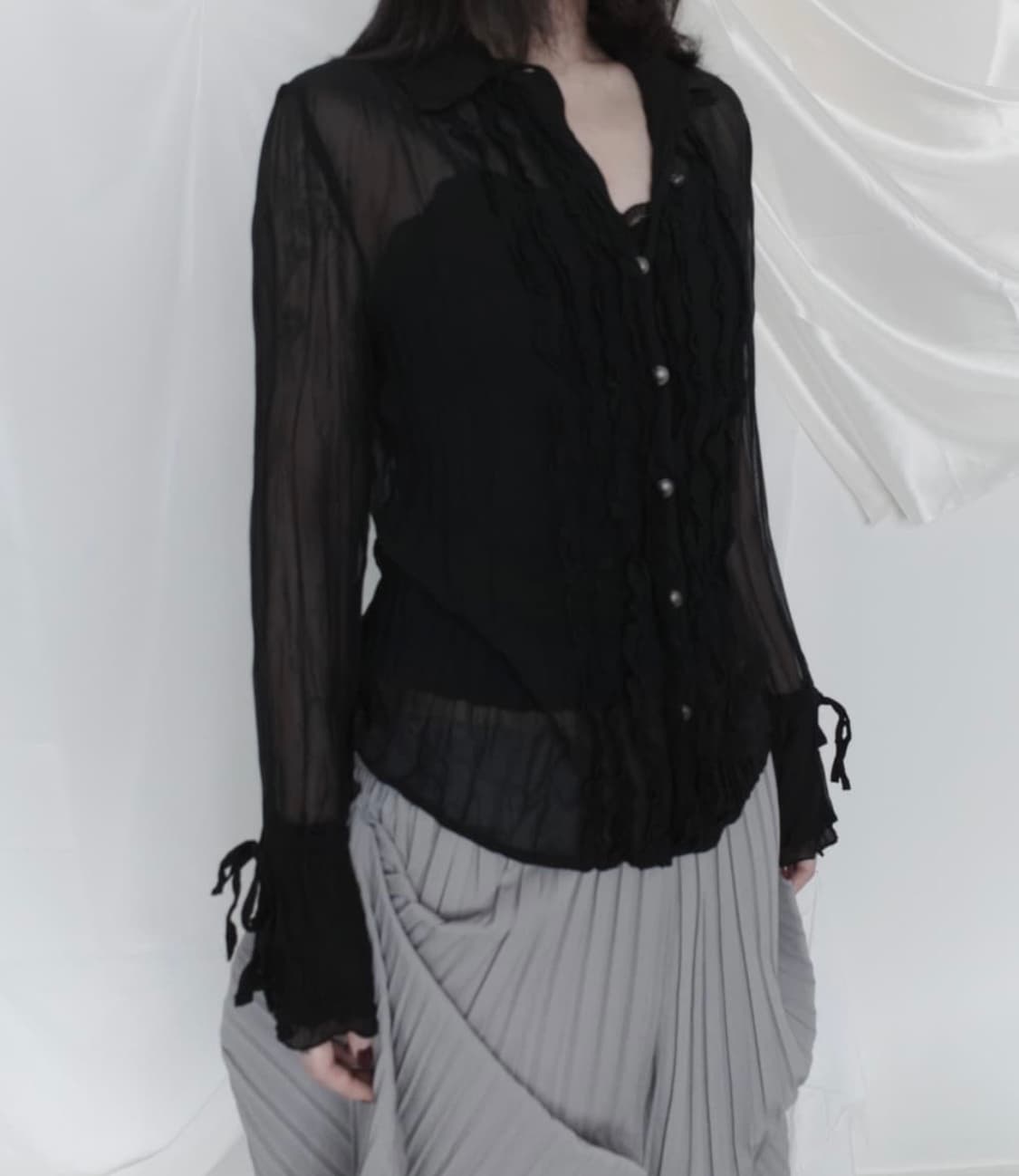 pleats see-through blouse 플리츠 시스루 블라우스  상품이미지9