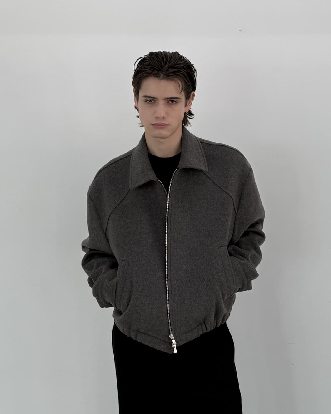 [M] 준느 / j49 울 블루종 그레이 상품이미지1