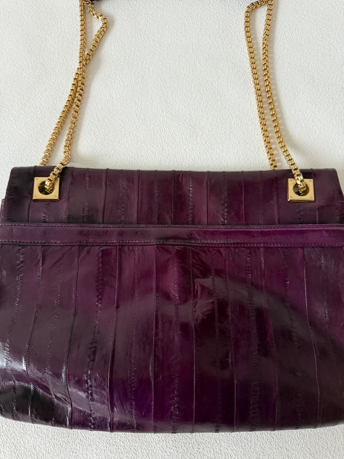 Pre owned 가오리 레더 체인 숄더백 상품이미지5