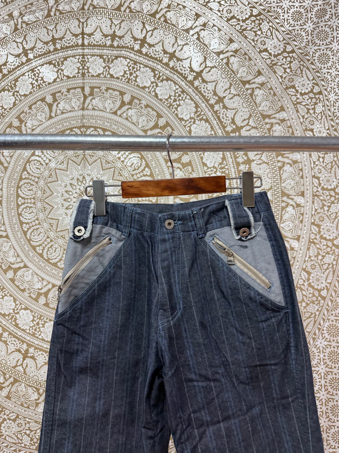 빈티지 지퍼 디테일 스트라이프 데님팬츠 (Z1017) 상품이미지4