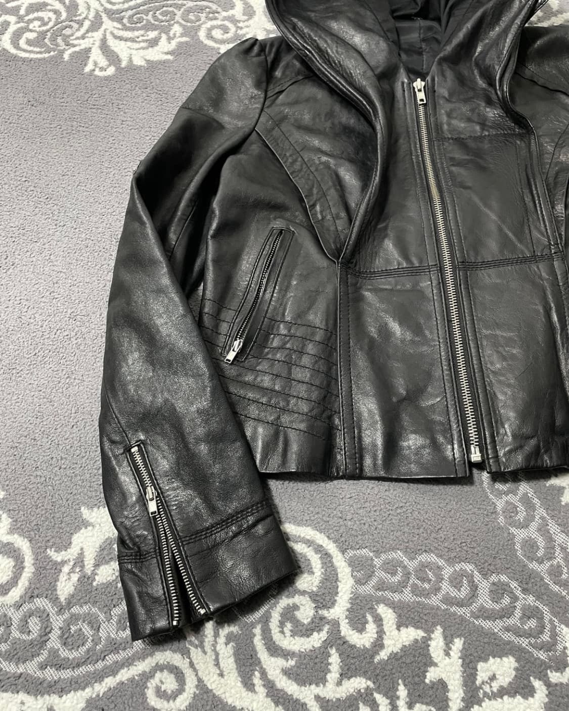 Italian Wizard Hooded Leather Jacket 상품이미지3