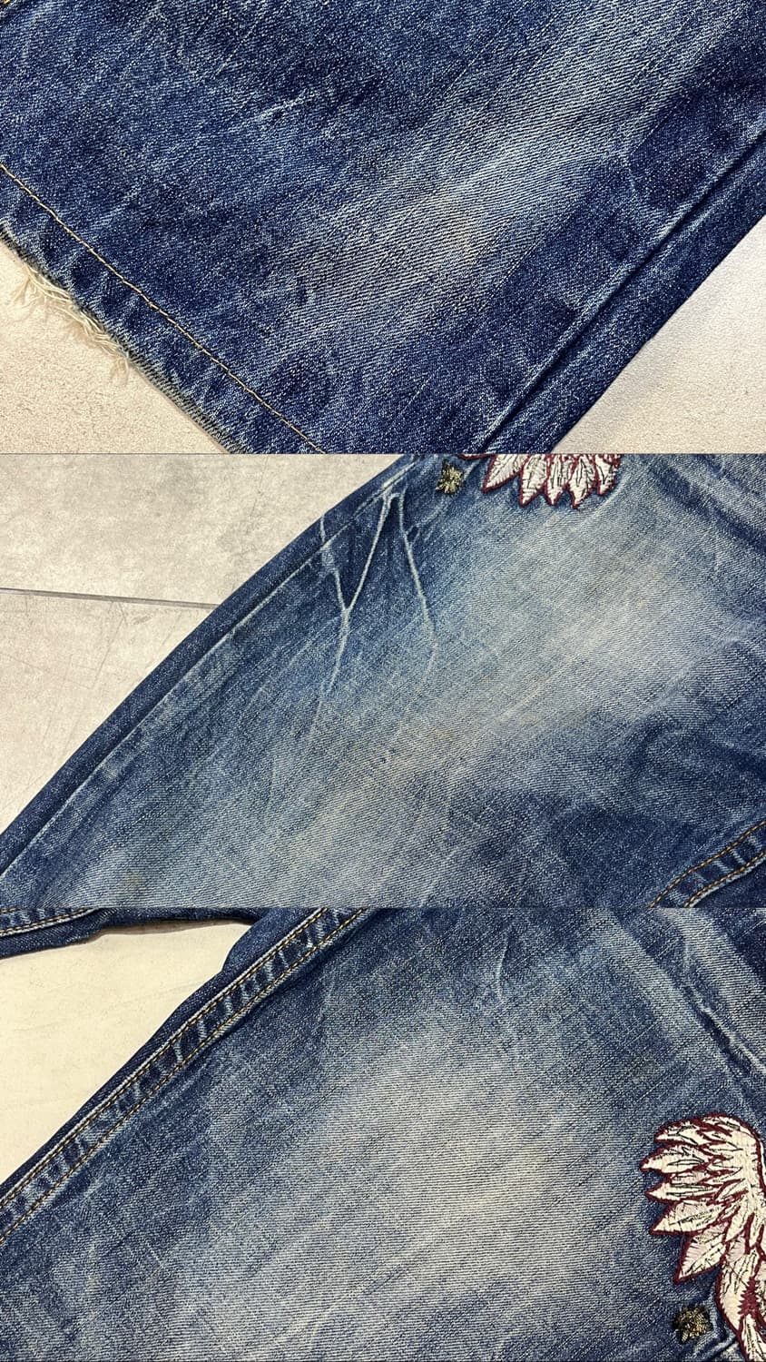 RED PEPPER 락펑크 그런지 워싱 날개 와이드 데님 팬츠 상품이미지10