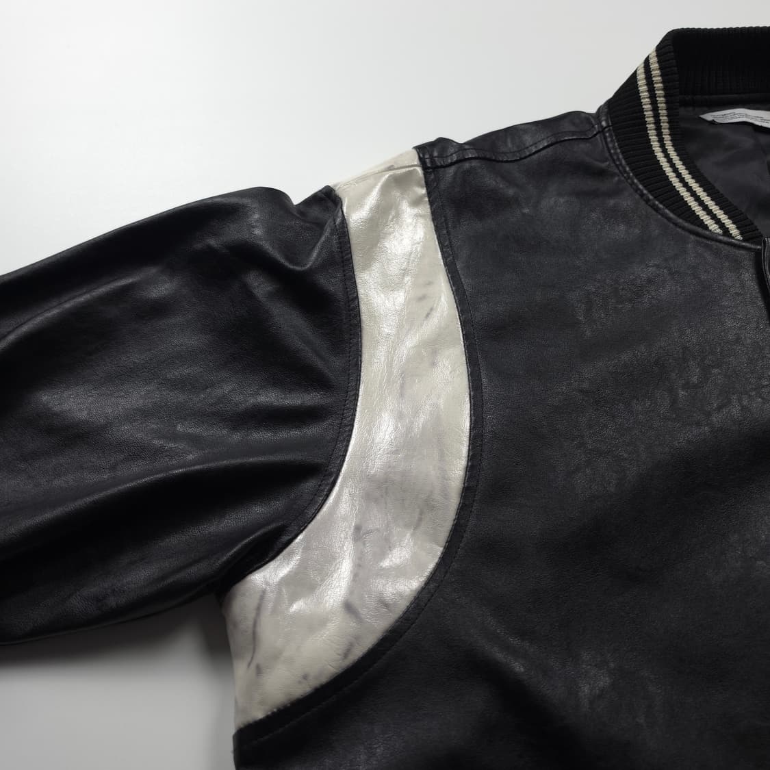 파르티멘토 버핑 레더 배색 바시티 자켓 (XL) 상품이미지4