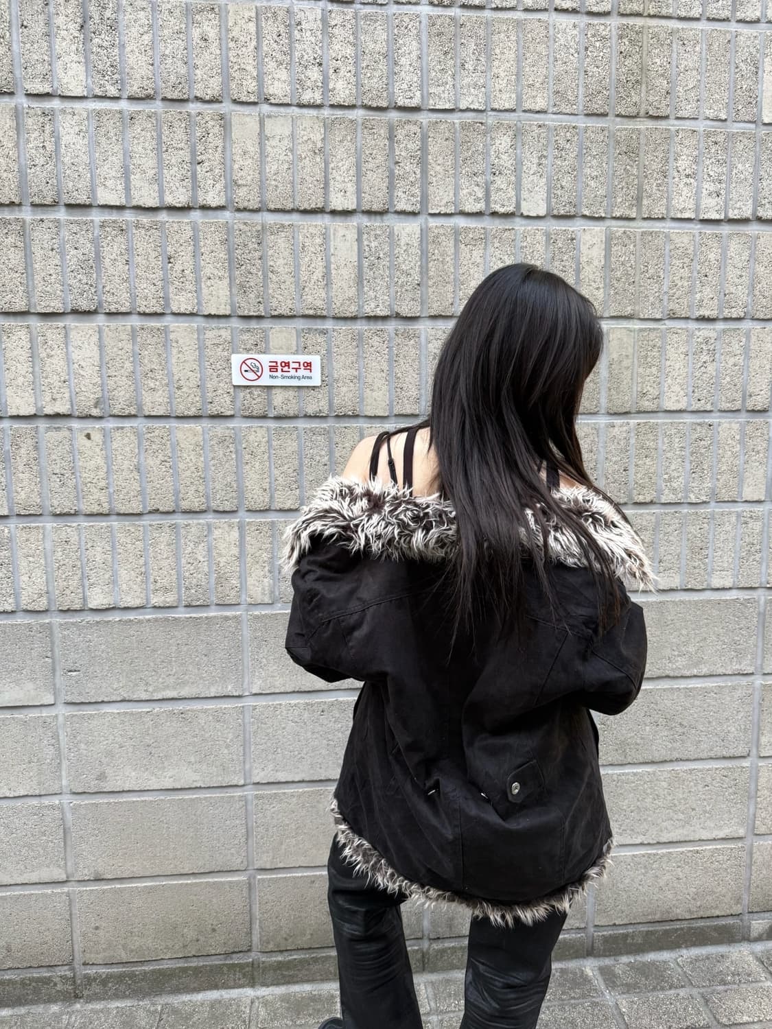 블랙 퍼 디테일 자켓 상품이미지8