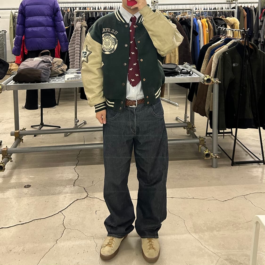 90’s 레더암 바시티 자켓 (M) 상품이미지9