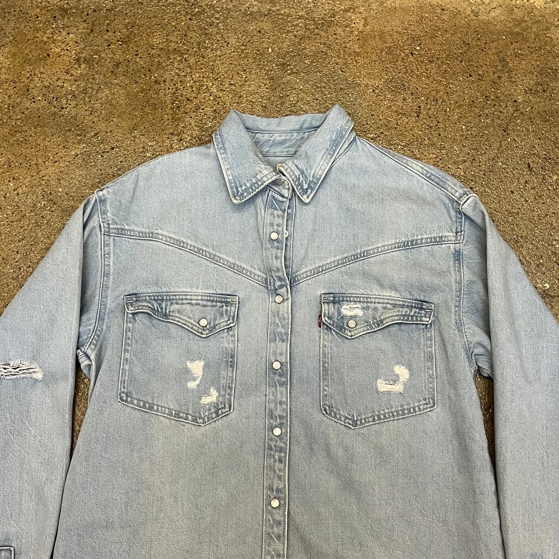 미국 빈티지 리바이스 데님 셔츠 데미지 워싱 청남방 상품이미지3