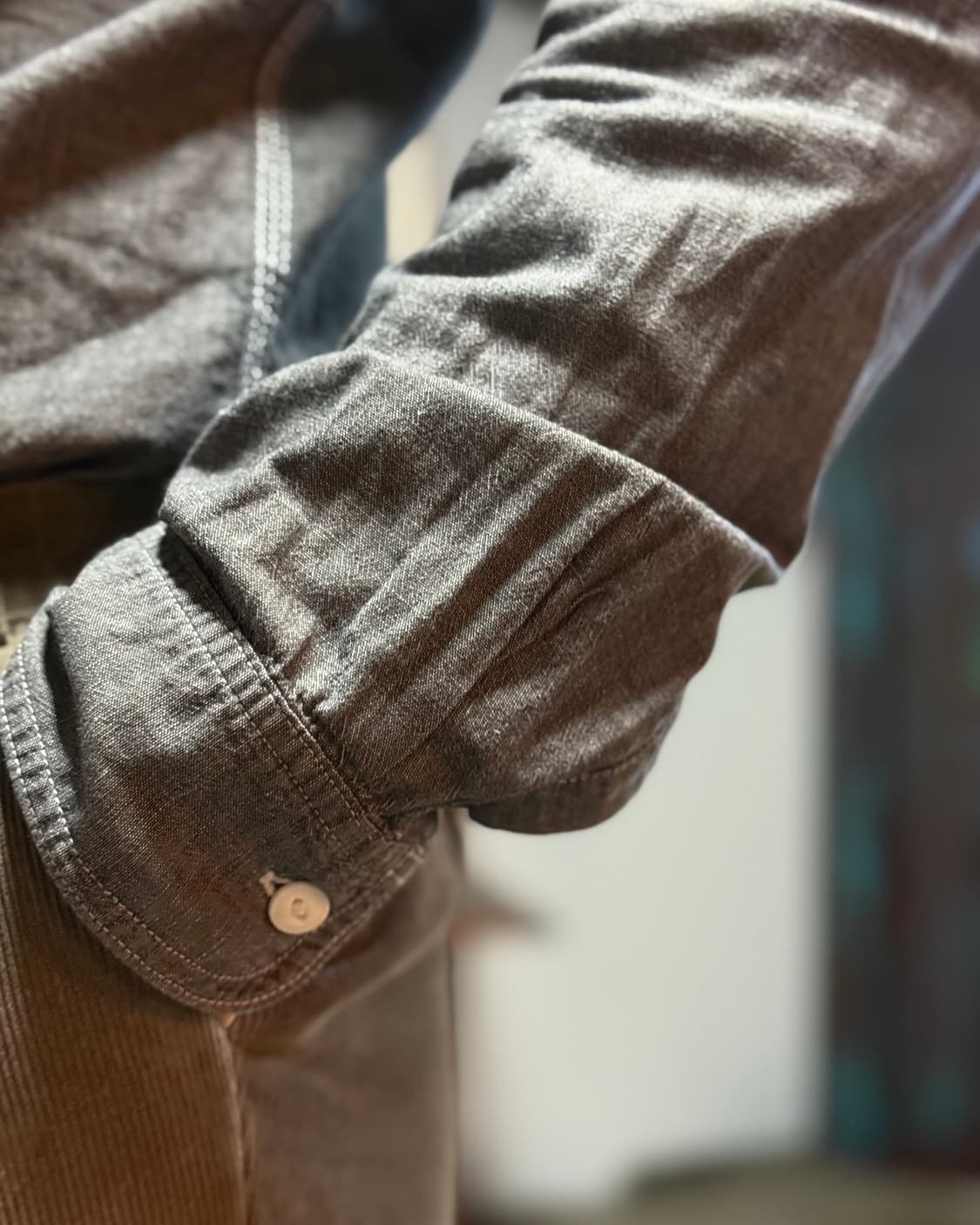 이스트하버서플러스 코튼 블랜드 투 포켓 샴브레이 셔츠 L 상품이미지10