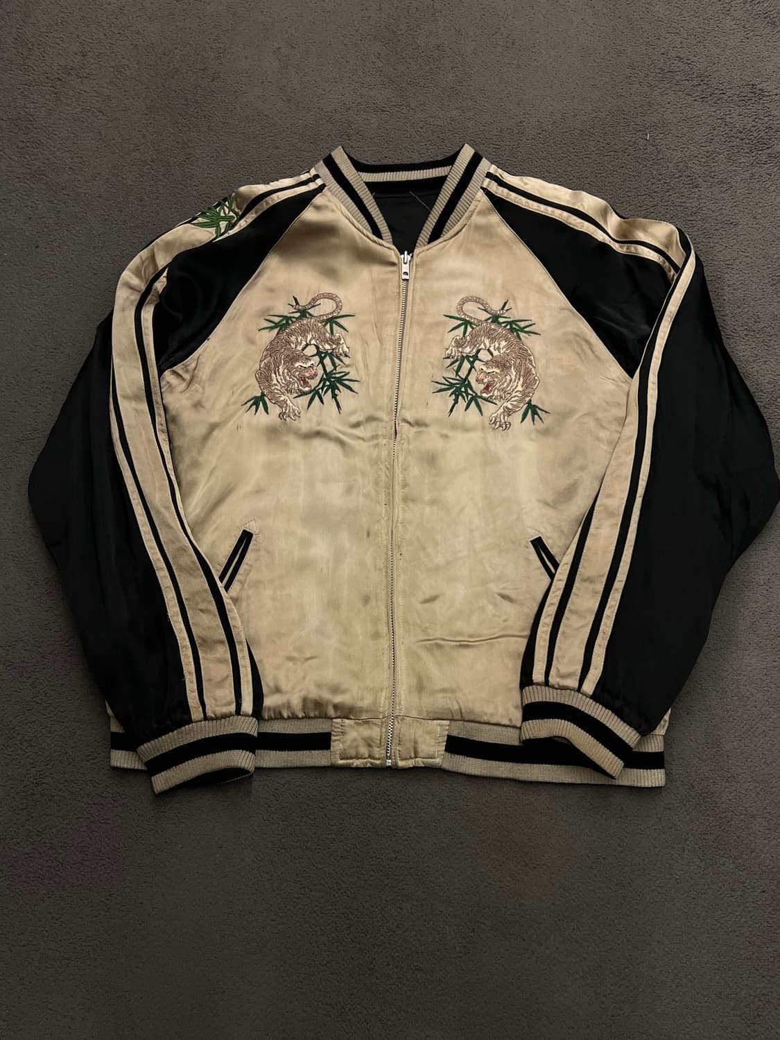 일본 클래식 스크립트 자수 리버시블 스카쟌 처분  상품이미지4