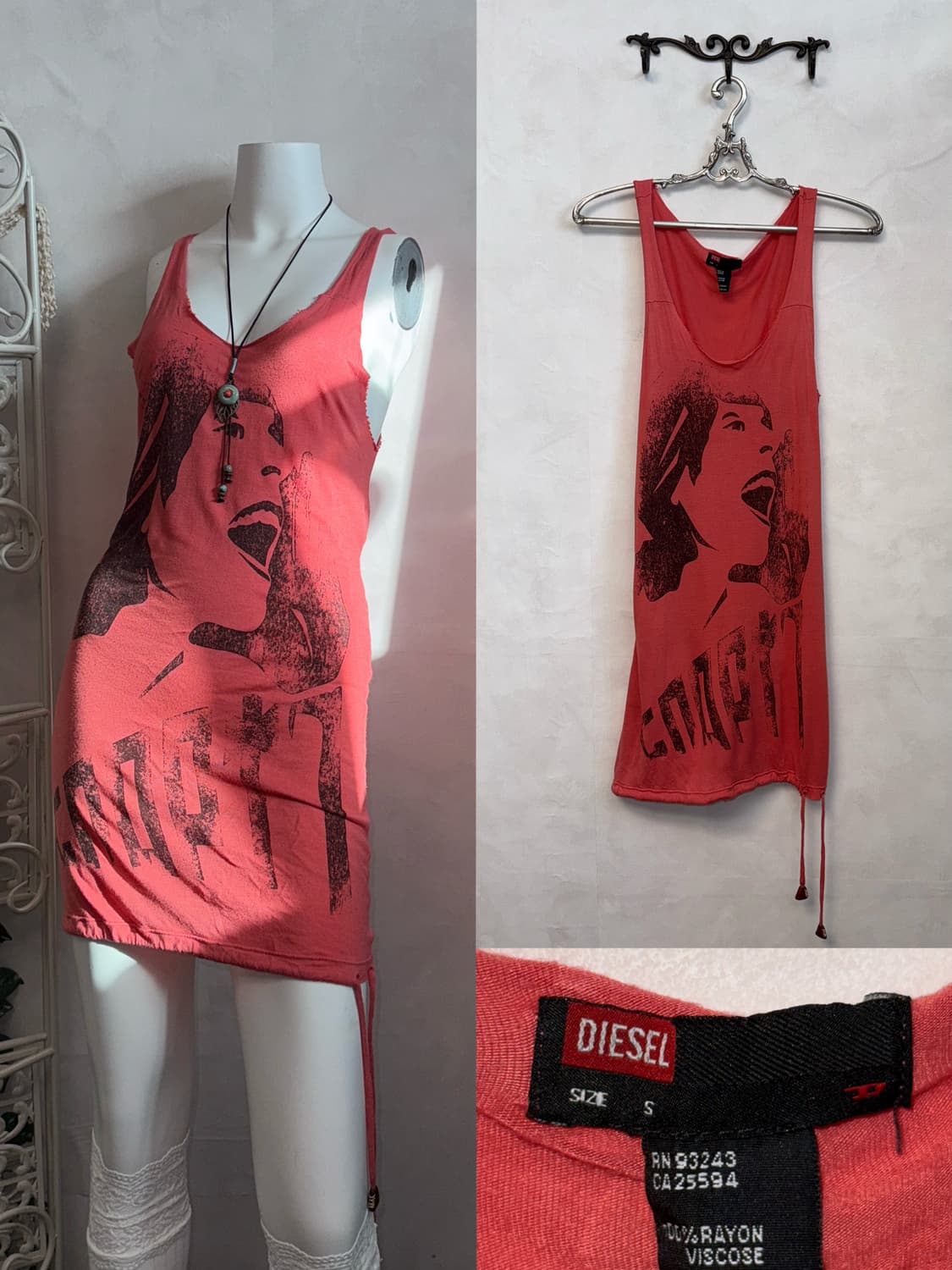 DIESEL coral pink Y2K printed ops 상품이미지1