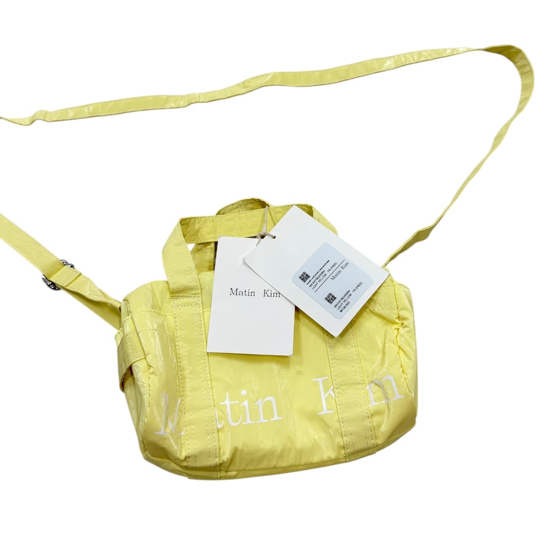 마뗑킴 글로시 로고 스포티 미니 더플백 크로스백 가방 옐로우 상품이미지2