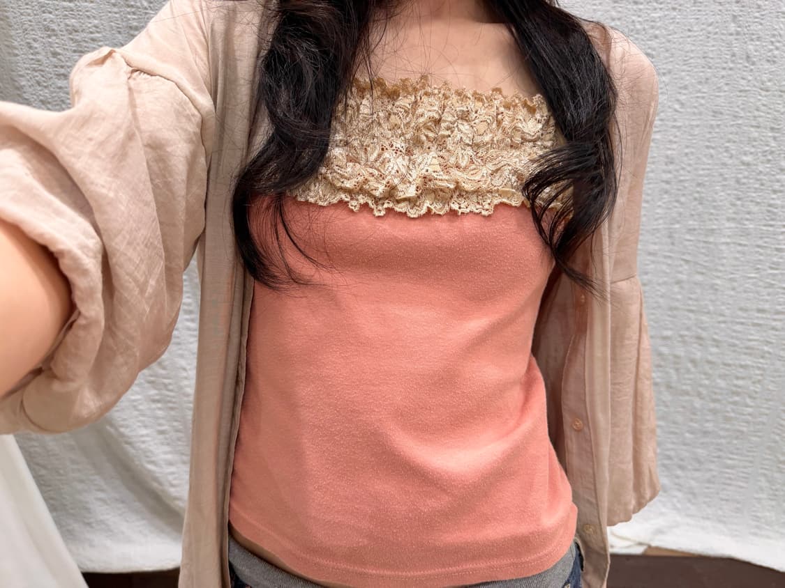 Lace coral pink sleeveless 상품이미지1