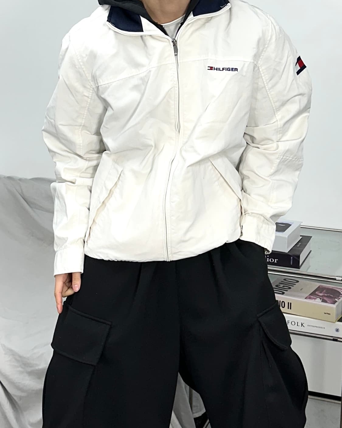 타미 힐피거 화이트 블루종 자켓 M 상품이미지2