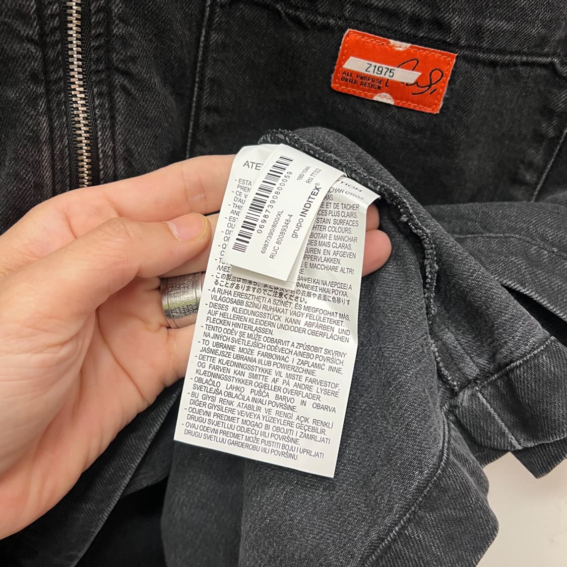 ZARA 자라 흑청 데님 하프집업 폴로 숏 반팔 XL 상품이미지4