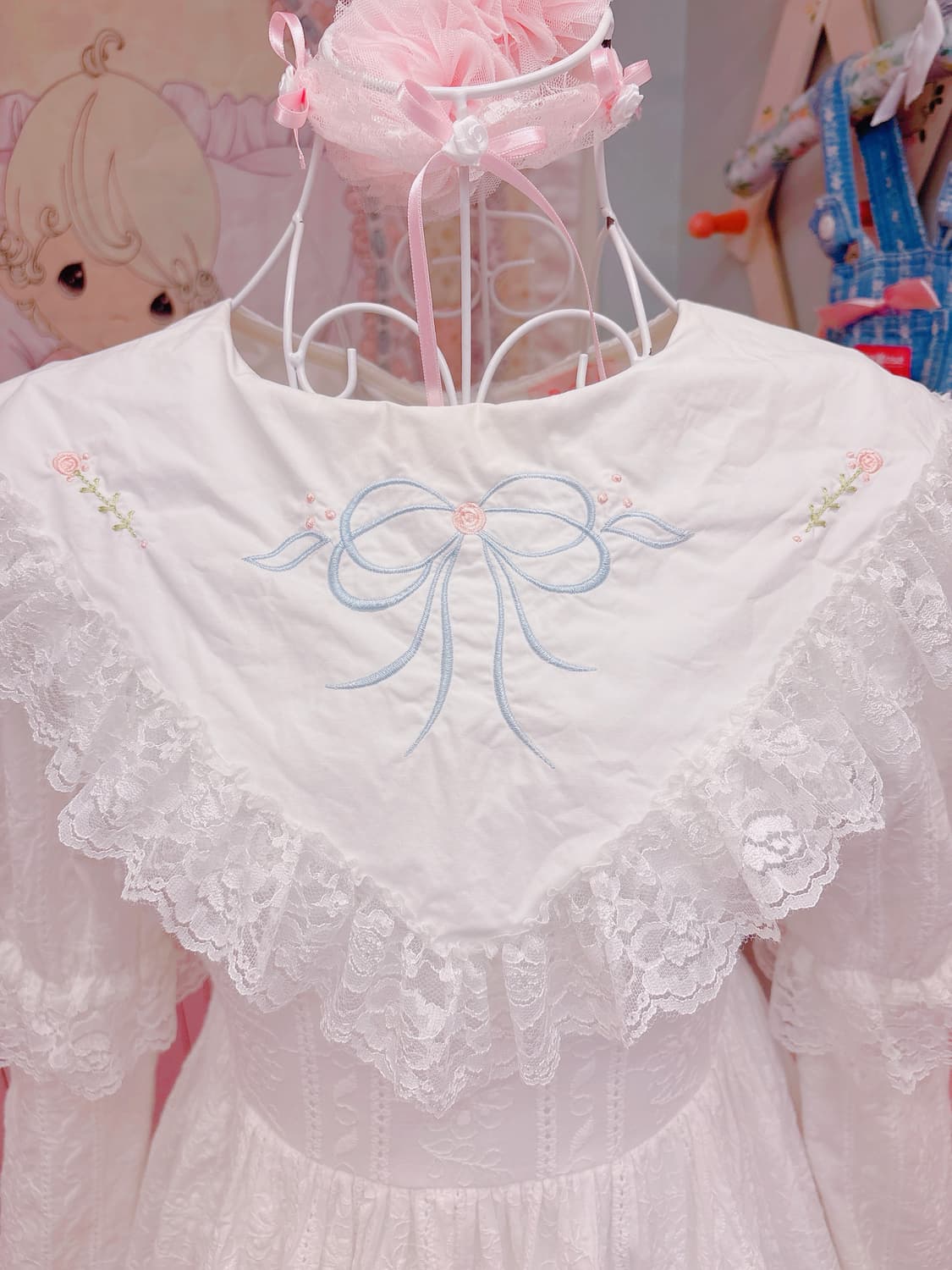 Cherie Rose 빈티지 리본 자수 레이스 원피스 상품이미지8