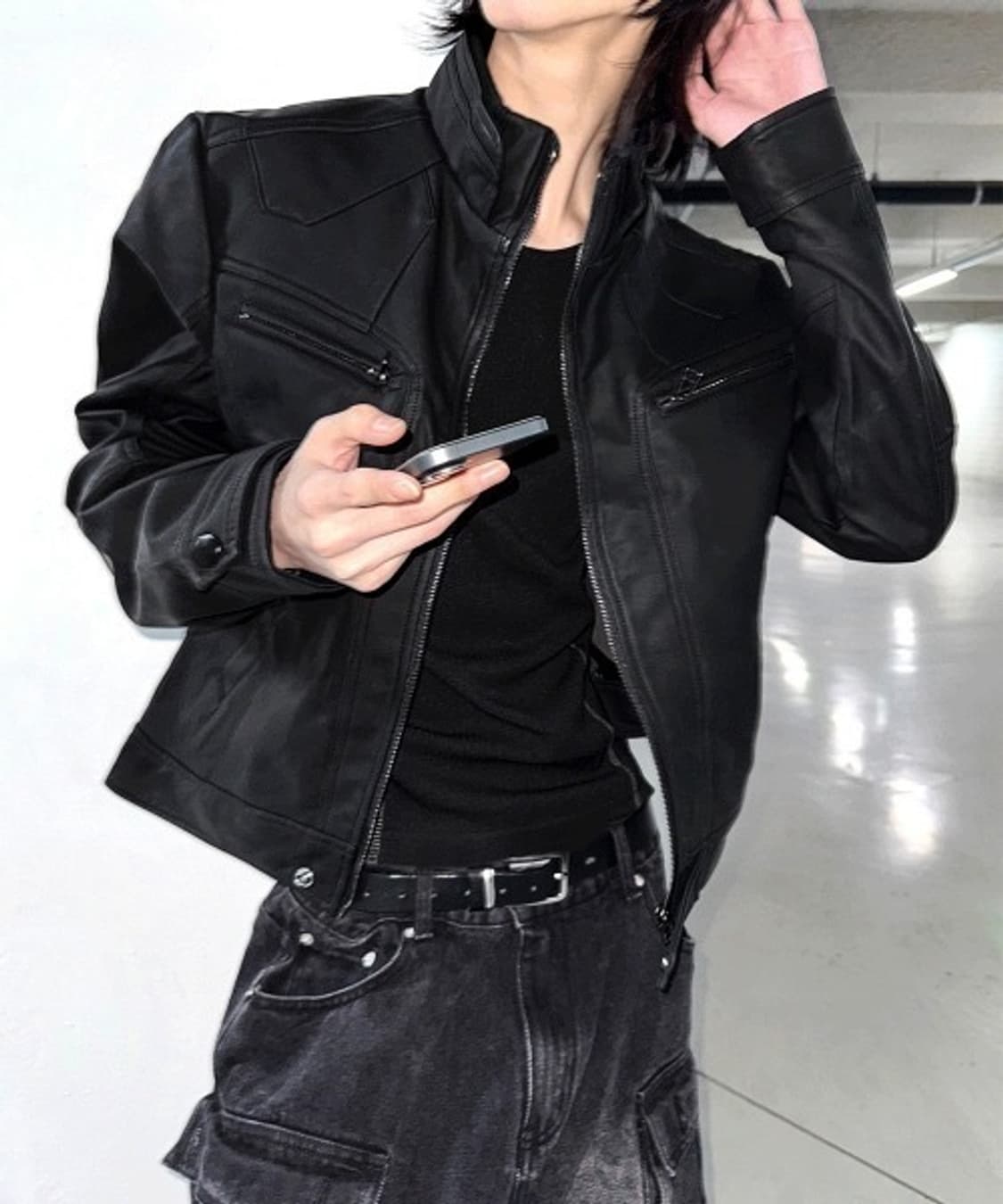 빈티지 바이커 절개 레더 자켓 코르티스 상품이미지5