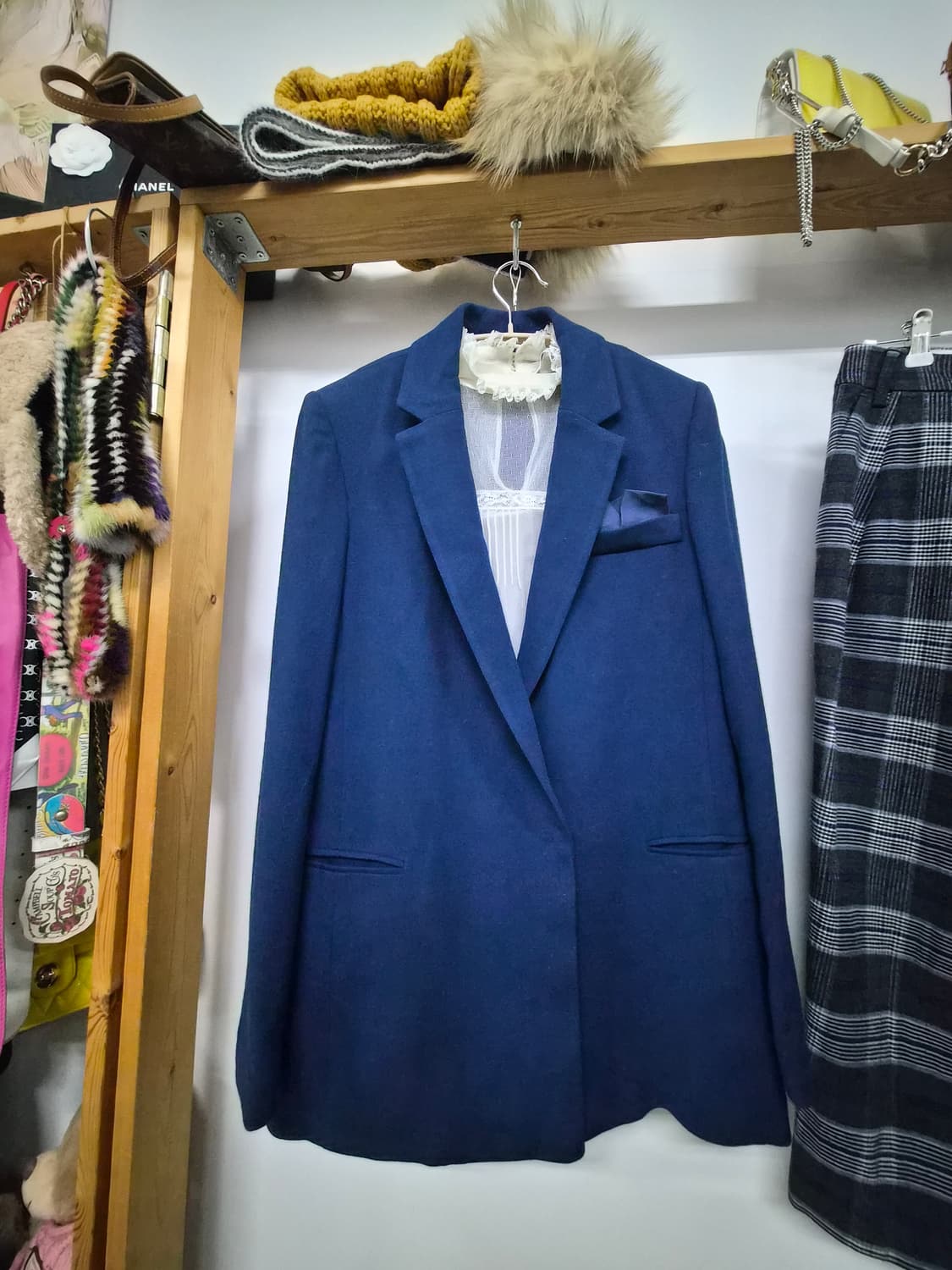 지고트 블루자켓. 쥬시쥬디 랩체크팬츠 상품이미지1