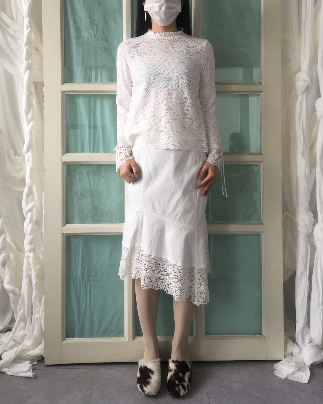 lace high neck sleeve 상품이미지6