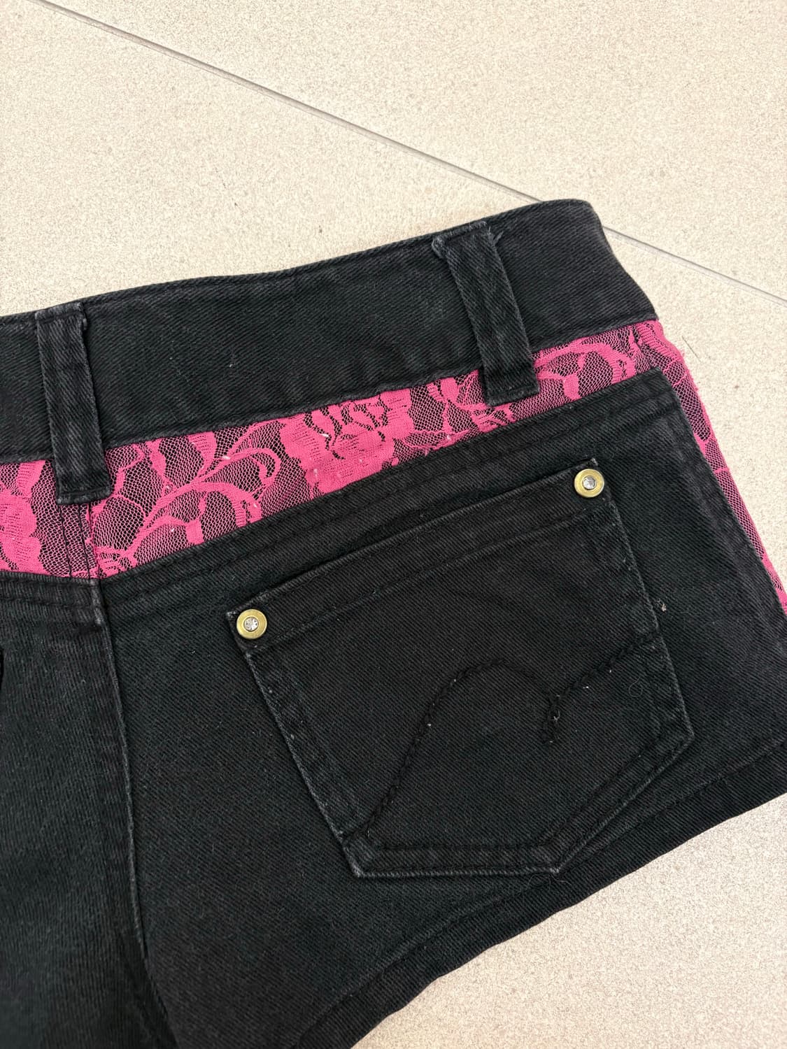 블랙 핑크 레이스 숏츠 상품이미지5