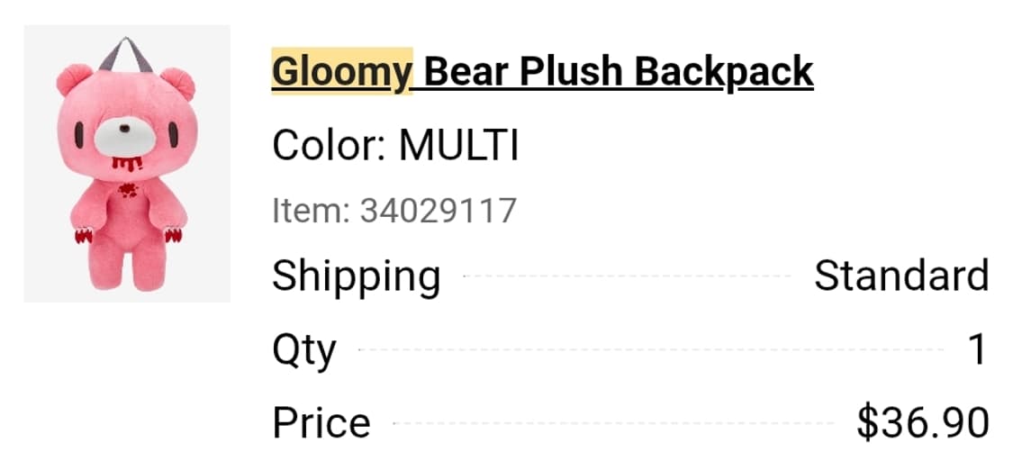 키치갸루펑크 글루미베어 백팩 가방 gloomy bear 상품이미지5