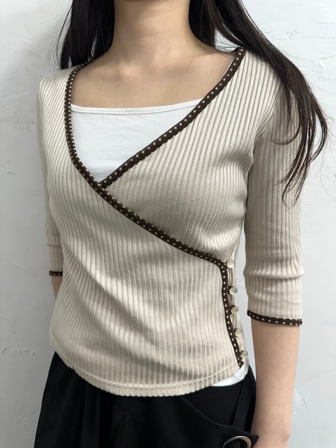 gallery visconti dot wrap cardigan 상품이미지3