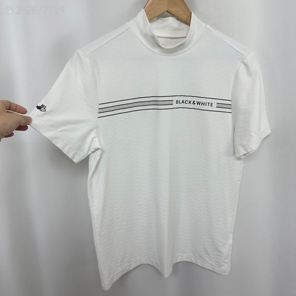 블랙앤화이트 남자 스판 골프 반팔티 화이트 100(M) 상품이미지4