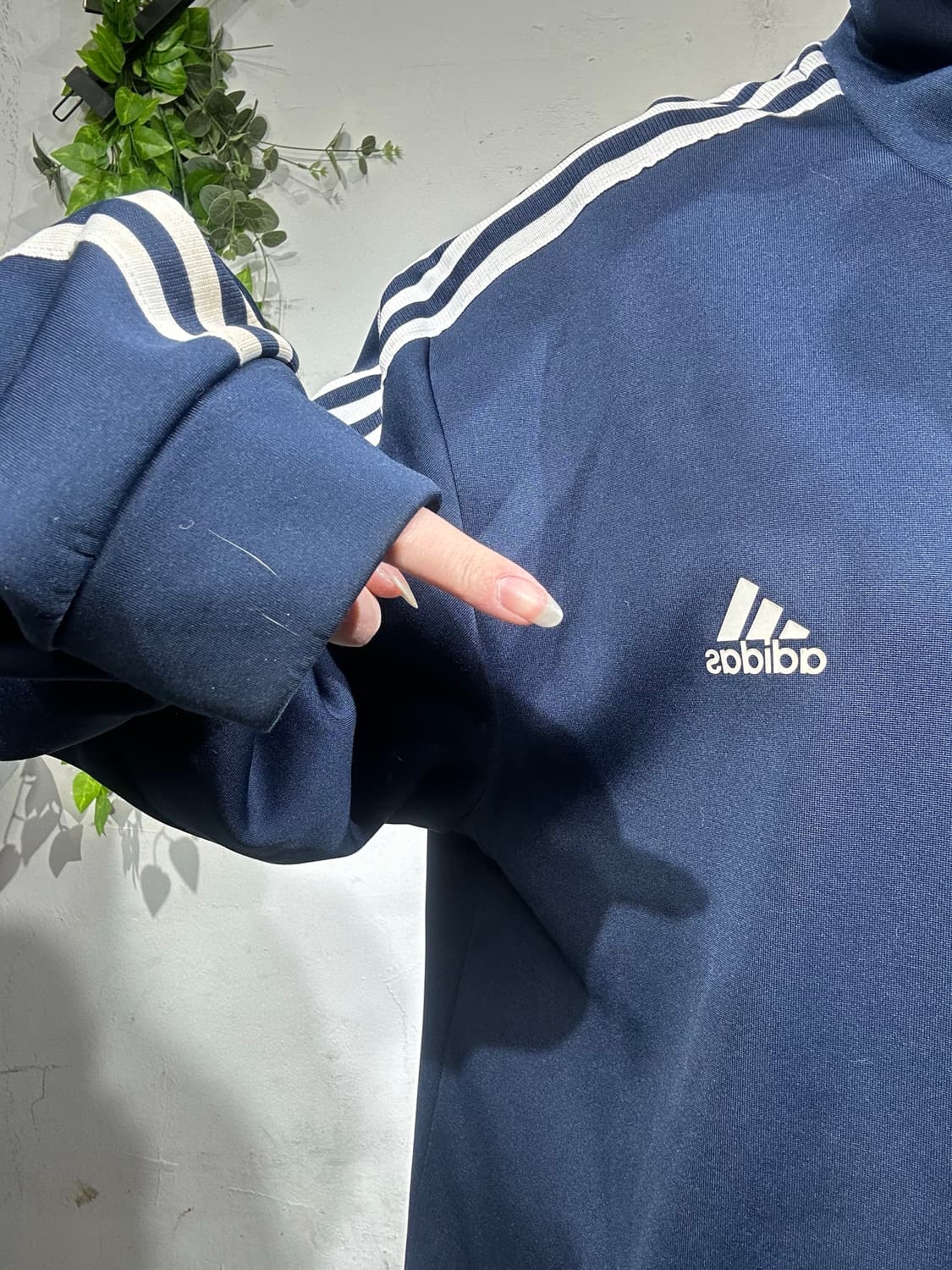 아디다스 네이비 오버핏 화이트 삼선 트랙탑 져지 4XL 상품이미지4