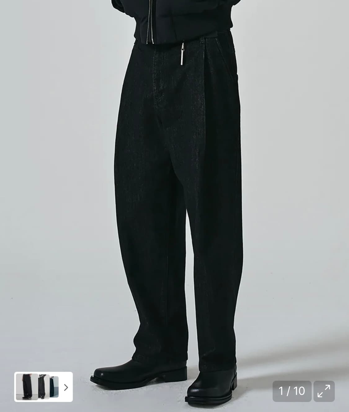 노이어 와이드 데님 팬츠 블랙 상품이미지1
