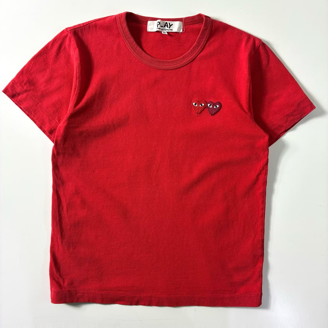 Comme des garsons  꼼데가르송 더블 하트 레드 반팔티셔츠  상품이미지1