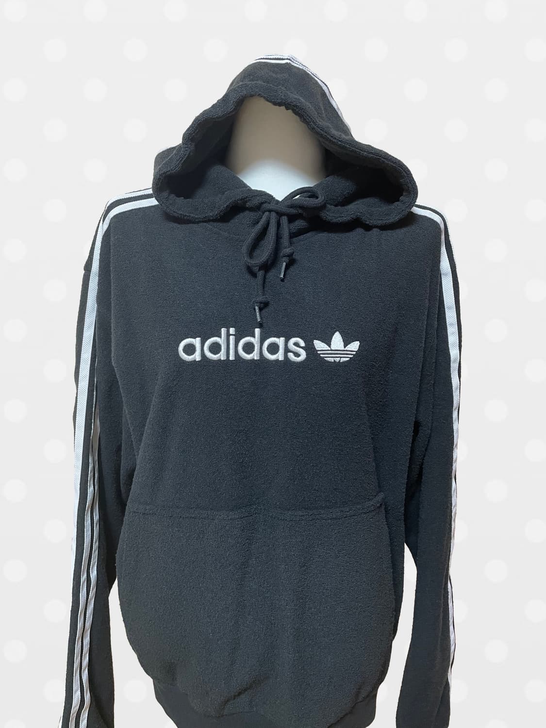 아디다스 블랙 삼선 태리소재 후드티 상품이미지2