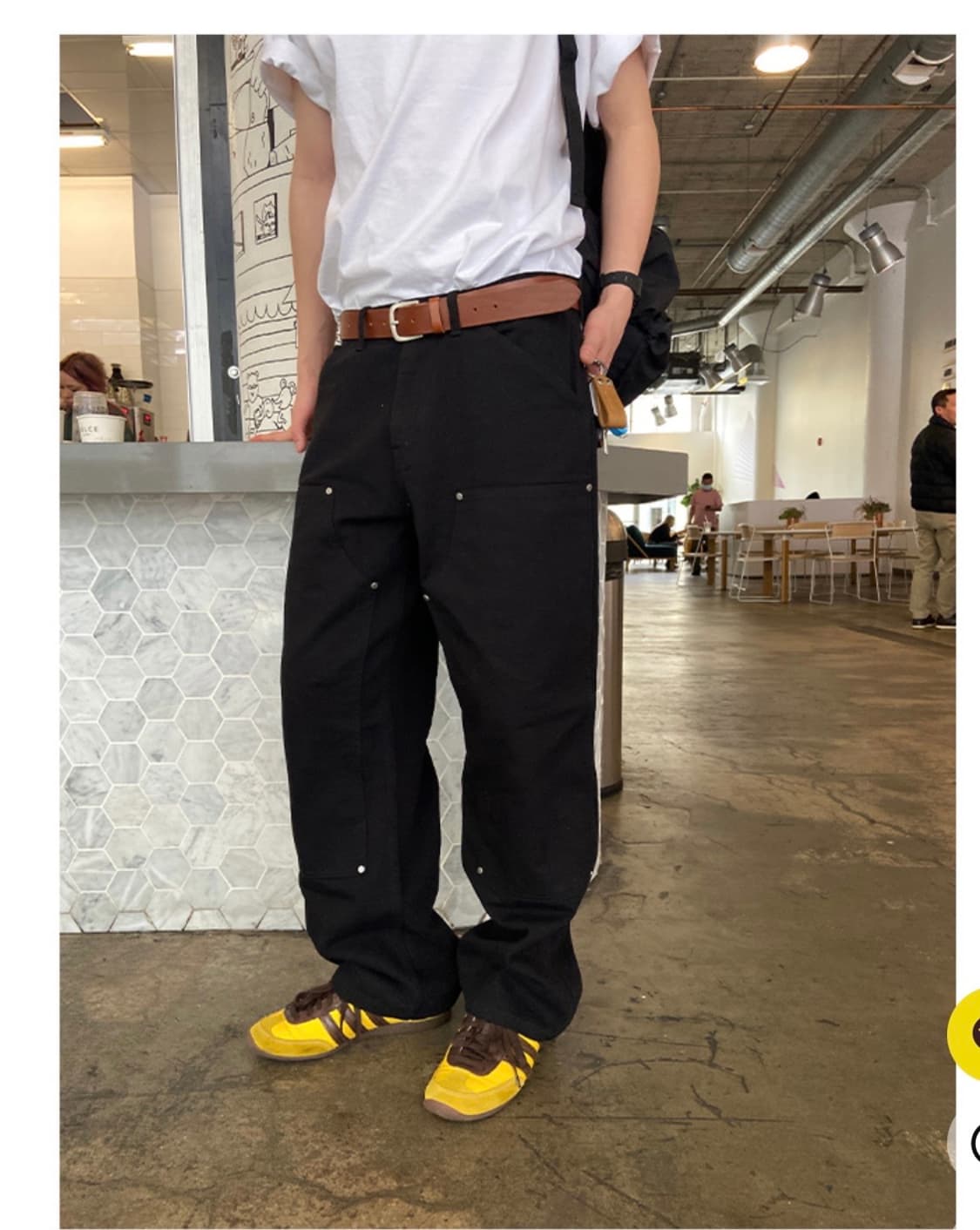 유먼트 더블니 코튼팬츠 블랙 M 상품이미지1
